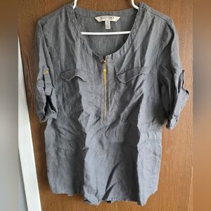 Ellen Tracy Charcoal Linen Top
